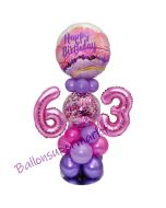 LED Ballondeko zum 63. Geburtstag in Pink und Lila