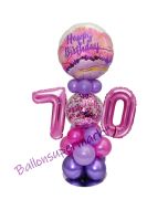 LED Ballondeko zum 70. Geburtstag in Pink und Lila