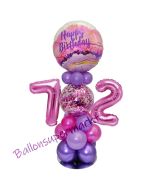 LED Ballondeko zum 72. Geburtstag in Pink und Lila