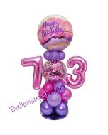 LED Ballondeko zum 73. Geburtstag in Pink und Lila