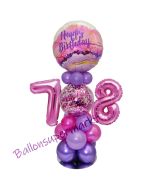 LED Ballondeko zum 78. Geburtstag in Pink und Lila