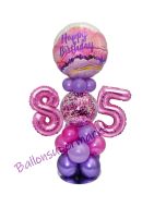 LED Ballondeko zum 85. Geburtstag in Pink und Lila