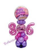 LED Ballondeko zum 86. Geburtstag in Pink und Lila