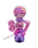 LED Ballondeko zum 87. Geburtstag in Pink und Lila