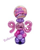 LED Ballondeko zum 93. Geburtstag in Pink und Lila