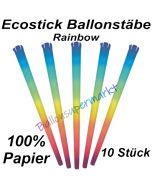 Ecostick Ballonstäbe aus 100 % Papier, Rainbow, 10 Stück 