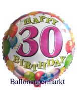 Happy Birthday 30 Balloons Luftballon mit Helium-Ballongas zum 30. Geburtstag