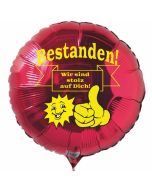 Bestanden! Wir sind stolz auf Dich! Luftballon aus Folie mit Helium Ballongas
