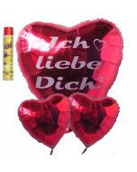 Ich liebe dich, schwebende Helium Luftballons, Bouquet, inklusive Heliumdose