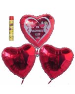 Valentinstag, schwebende Helium Luftballons, Bouquet 9, inklusive Heliumdose, Zum Valentinstag Alles Liebe