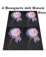 4 Bouquets mit Rosen in Rosa, Hochzeitsauto Türdekoration, Dekoration Hochzeit
