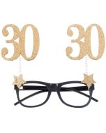 Party-Brille zum 30. Geburtstag, Gold Glitter