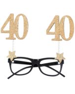 Party-Brille zum 40. Geburtstag, Gold Glitter