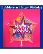 Bubble Stern-Luftballon Happy Birthday zum Geburtstag mit Helium