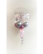 Bubbles Luftballon mit Beschriftung Pink-Silber