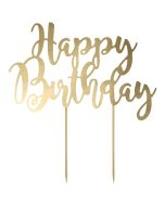 Cake Topper Happy Birthday Gold, Tortendeko zum Geburtstag