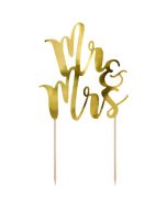 Cake Topper Mr & Mrs in Gold