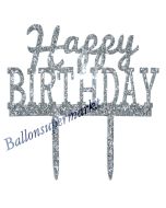 Spiegel Cake Topper Happy Birthday Glitter, Tortendeko zum Geburtstag