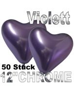 Chrome Herzluftballons 33 cm Violett, 50 Stück