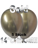 Luftballons in Chrome Gold 35 cm, 5 Stück