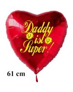 Herzluftballon zum Vatertag. Daddy ist Super! Rot, 61 cm inklusive Ballongas Helium