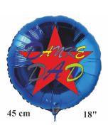 Danke Dad, blauer, runder Luftballon, 45 cm, rund, mit Helium