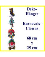 Dekoration zu Karneval und Fasching, Deko-Hänger mit 4 Clowns