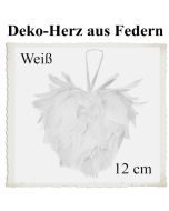 Herz aus Federn in Weiß, 12 cm