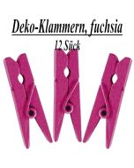 Holz-Deko-Klammern, fuchsia, 12 Stück