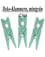 Holz-Deko-Klammern, mintgrün, 12 Stück