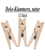 Holz-Deko-Klammern, natur, 12 Stück