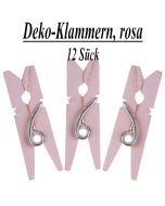 Holz-Deko-Klammern, rosa, 12 Stück