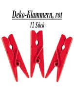 Holz-Deko-Klammern, rot, 12 Stück