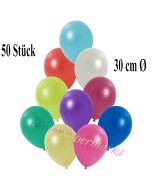 Deko-Luftballons Metallic Bunt gemischt, 50 Stück