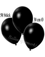 Deko-Luftballons Metallic Schwarz, 50 Stück