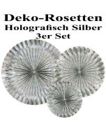 Holografische Deko-Rosetten, Silber, 3 Stück-Set