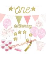 Deko-Set zum 1. Kindergeburtstag, 1st Birthday Girl, 33 Teile