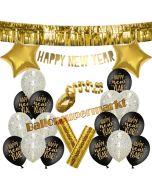 Silvester Dekorations-Set mit Ballons Happy New Year Gold, 23 Teile