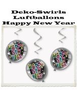 Deko-Swirls Luftballons Happy New Year, Silvester Dekoration, Partdeko, Silvesterdeko