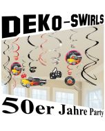 50er Jahre Partydekoration, Deko-Wirbler, Swirls