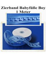 Deko-Zierband, Stoff-Schmuckband, Babyfüße, Blau, Junge, Boy, 1 Meter