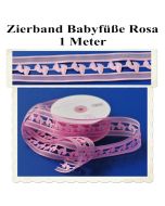 Deko-Zierband, Stoff-Schmuckband, Babyfüsse, Rosa, Mädchen, Girl, 1 Meter