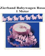 Deko-Zierband, Stoff-Schmuckband, Babywagen, Rosa, Mädchen, Girl, 1 Meter