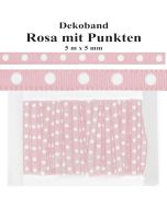 Deko-Zierband Punkte, Rosa, 5 m