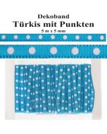 Deko-Zierband Punkte, Türkis, 5 m