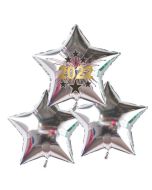 Silvester Bouquet bestehend aus 3 Sternballons in Silber mit Helium, 2022 Feuerwerk