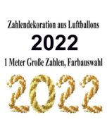 Zahlen aus Luftballons, Jahreszahl 2022, Dekoration Silvester, Silvesterdeko, Partydekoration Neujahrsfeier