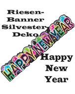 Dekoration Silvester Riesenbanner Happy New Year, Silvesterdeko, Neujahrs-Banner