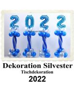 Dekoration Silvester, Tischdekoration, Ballondekoration 2022, blau-weiß