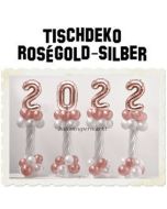 Dekoration Silvester, Tischdekoration, Ballondekoration 2022, rosegold-silber